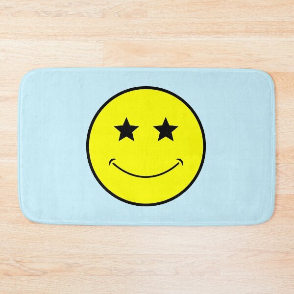 Item preview, neon bright yellow classic star eyes Smiley Face Black Outline  designed and sold by opptop.