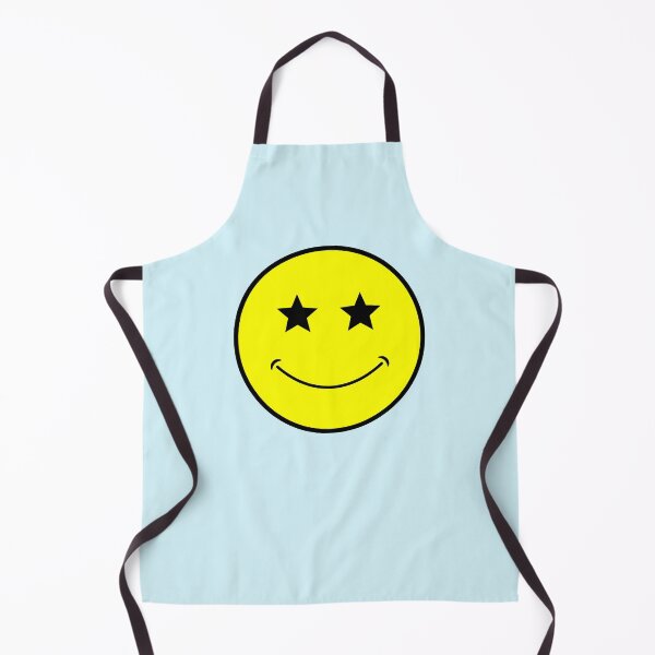 Item preview, neon bright yellow classic star eyes Smiley Face Black Outline  designed and sold by opptop.