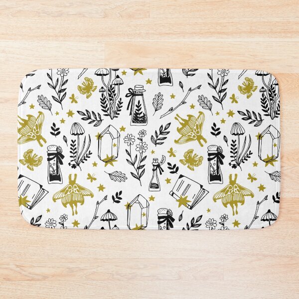 Item preview, Magic concept vector seamless pattern. Seamless pattern of stars, flowers, crystals, toadstools, leaves, twigs, potion bottles and moths. designed and sold by Kizuneko.