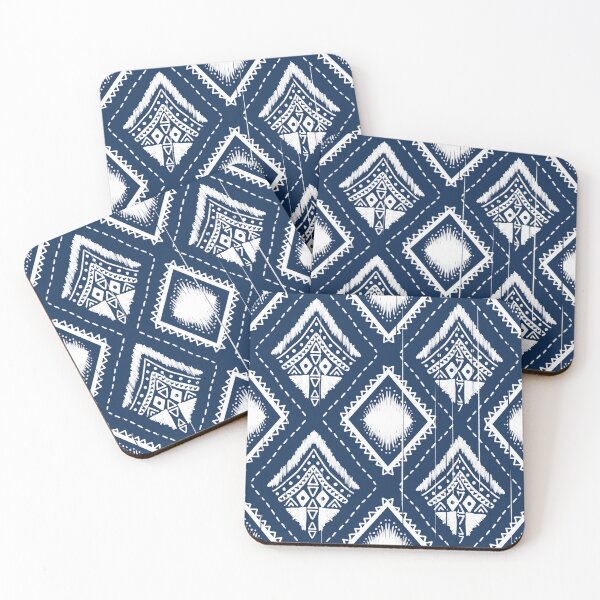 Item preview, Native American White diamond on indigo blue geometric ethnic oriental pattern traditional designed and sold by nativeStor.