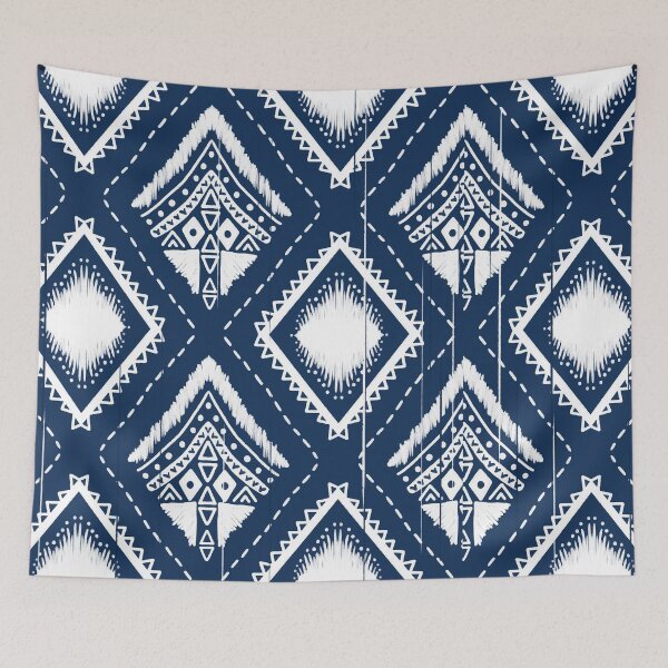 Item preview, Native American White diamond on indigo blue geometric ethnic oriental pattern traditional designed and sold by nativeStor.