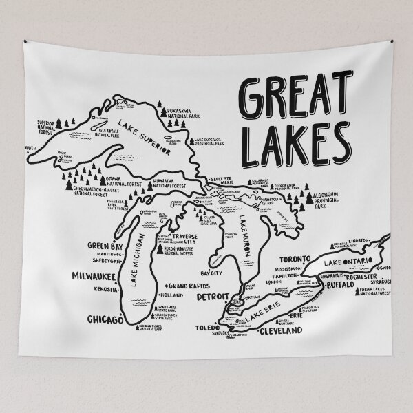 Item preview, Great Lakes Map  designed and sold by fiberandgloss.