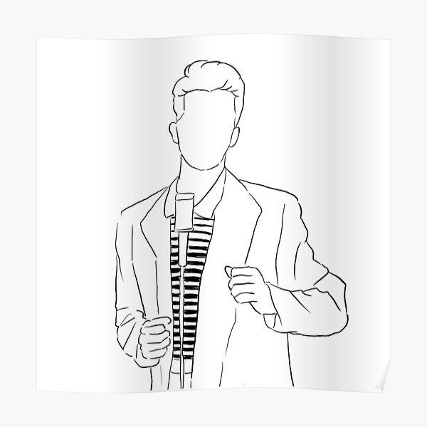 "Rickroll lineart" Poster for Sale by JetsEmporium Redbubble