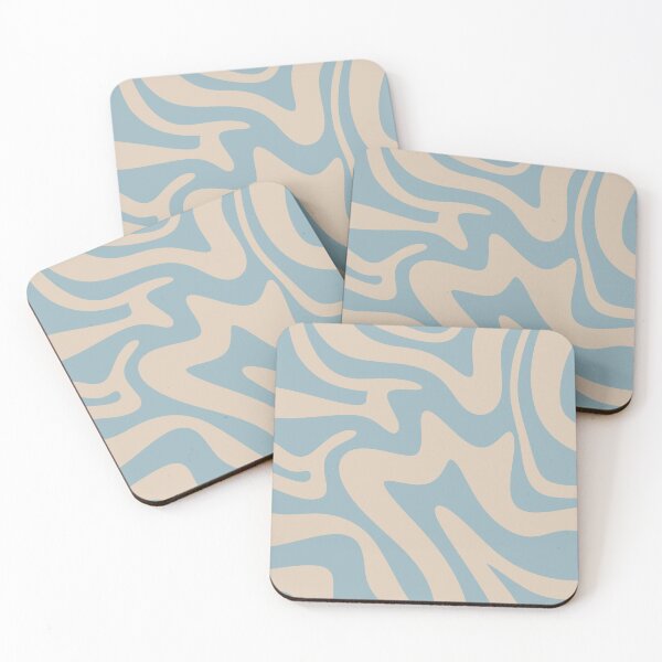 Item preview, Retro Liquid Swirl Abstract Pattern Cream & Blue designed and sold by scorpiolane.