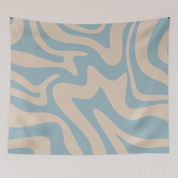 Item preview, Retro Liquid Swirl Abstract Pattern Cream & Blue designed and sold by scorpiolane.