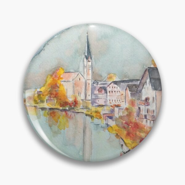 Item preview, hand painted Hallstatt in autumn watercolor  designed and sold by SelenePaintings .