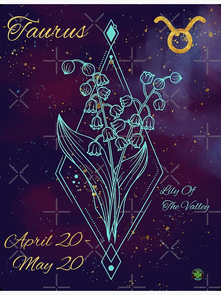 "Taurus Zodiac Sign May Birth Month Flower Lily of the Valley Night Sky