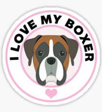 I Love My Boxer Dog Sticker