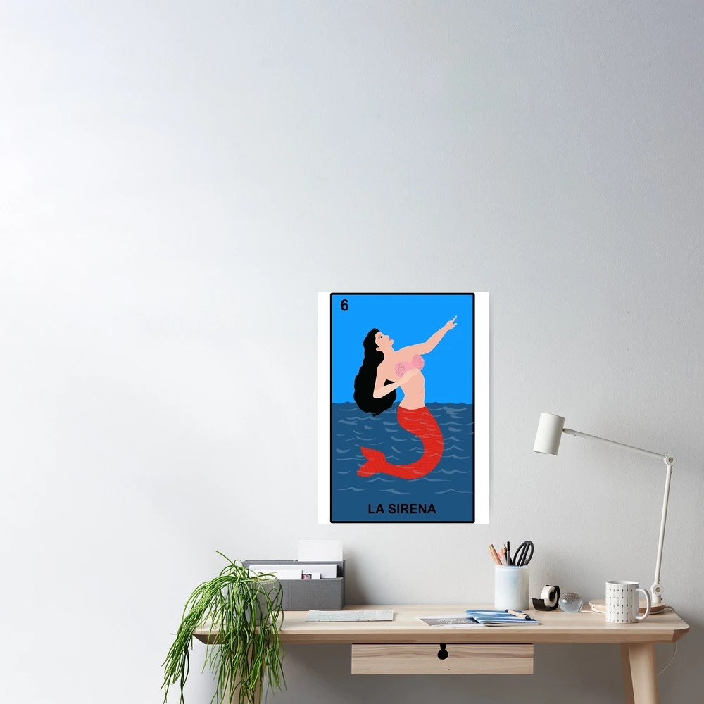 06 La Sirena Mermaid Loteria Card Poster 12x18