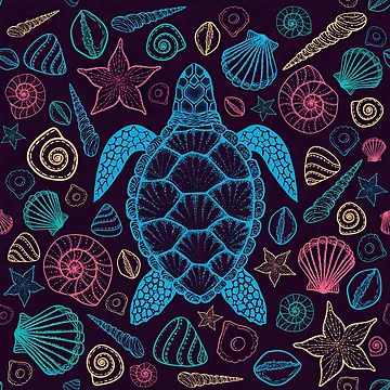 Artwork thumbnail, Colorful Turtle With Shells by SweetThreads79