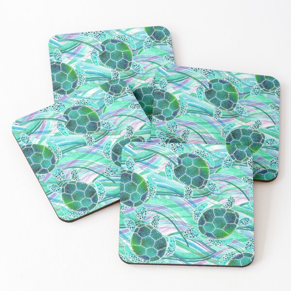 Item preview, Green Turtles On Abstract Waves Pattern designed and sold by SweetThreads79.