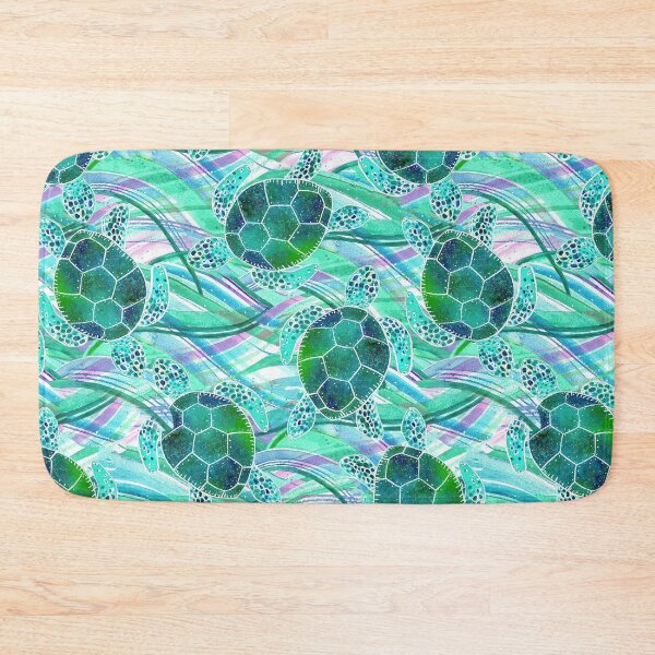 Item preview, Green Turtles On Abstract Waves Pattern designed and sold by SweetThreads79.