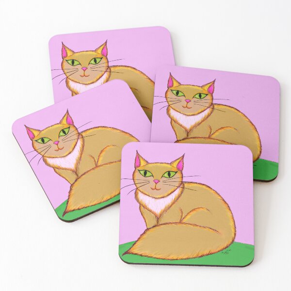 Item preview, Fluffy Buffy Cat on Green Cushion designed and sold by Cats-And-Kat.
