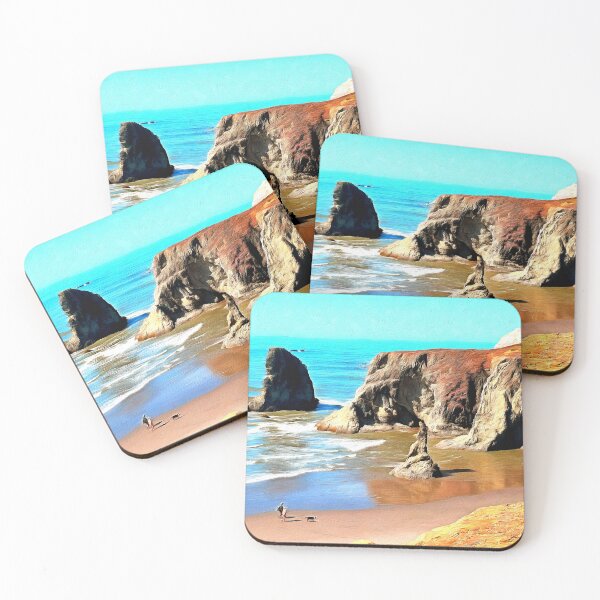 Item preview, Beach Walk with Dog at Face Rock Scenic Park in Bandon Oregon designed and sold by SeaChangeDesign.