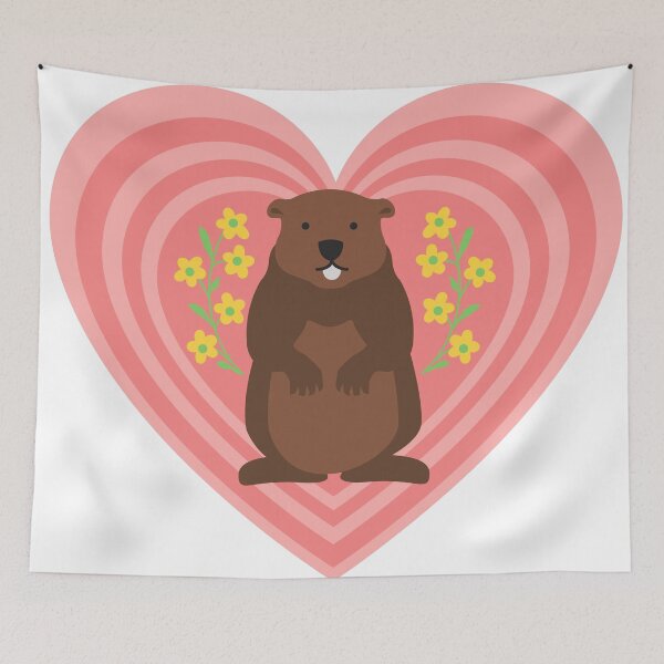 Item preview, Groundhog Day Groundhog with Flowers in Heart designed and sold by SpreaderDesign.