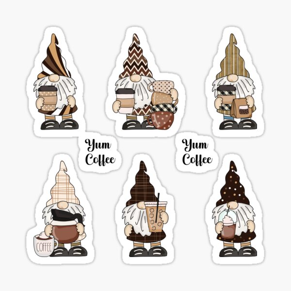 Coffee Gnomes Sticker Set Coffee Lovers Gift Coffee Drinkers 