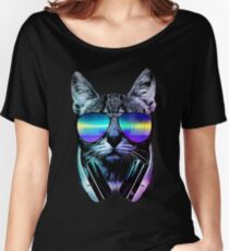 Camiseta ancha para mujer Music Lover Cat