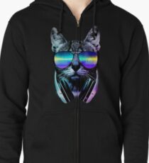 Sudadera con capucha y cremallera Music Lover Cat