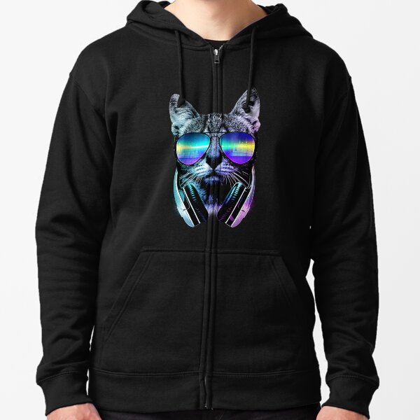 Music Lover Cat Zipped Hoodie