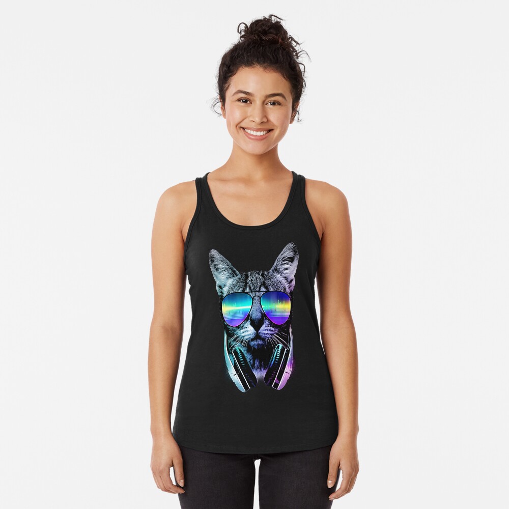 Music Lover Cat Racerback Tank Top