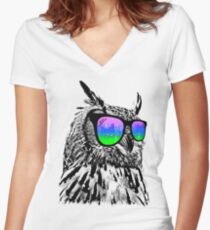 Cool Owl Women's Fitted V-Neck T-Shirt