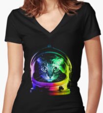 Camiseta entallada de cuello en V Astronauta Cat