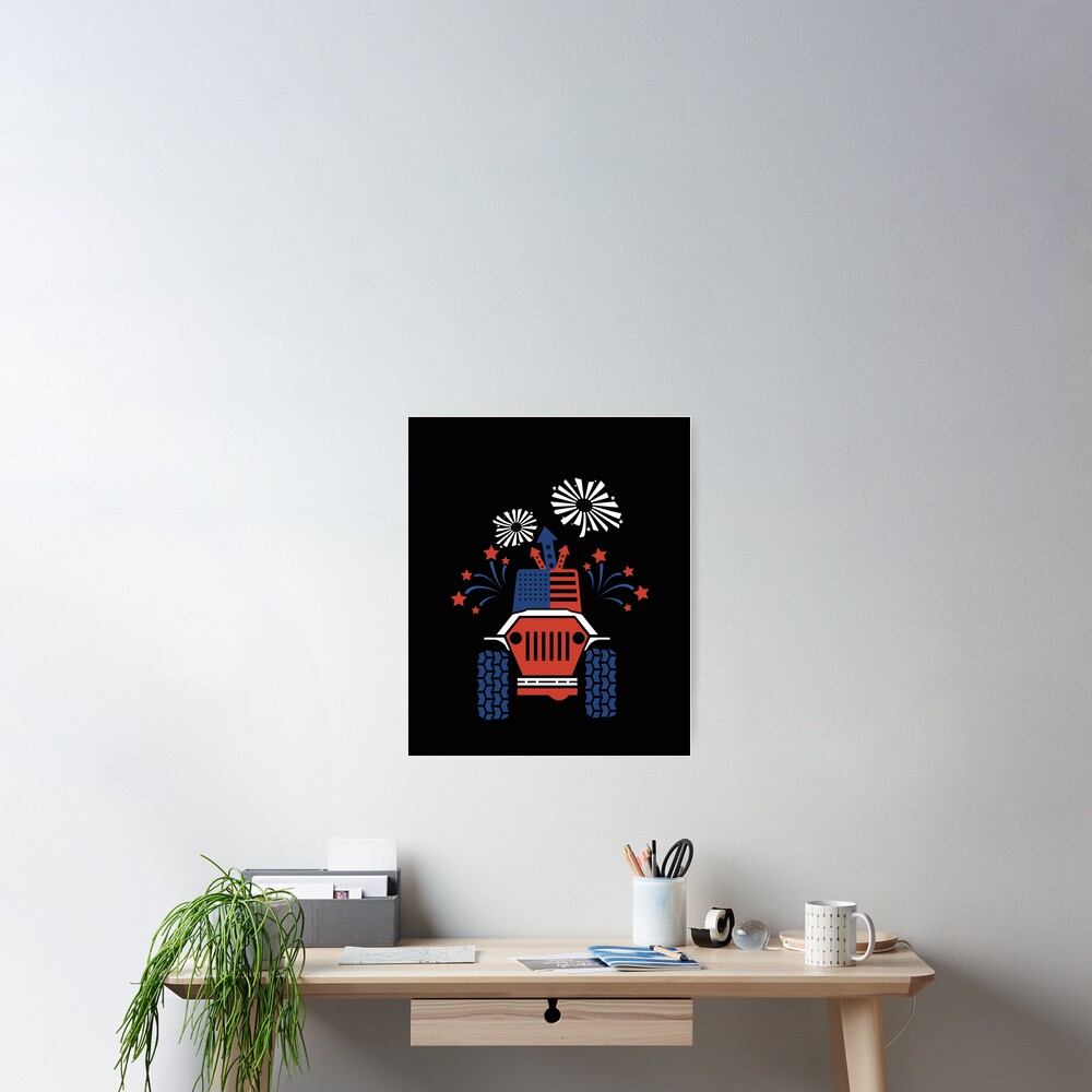 Happy 4th Of July Jeep American Jeep Poster By Autoscoot Redbubble happy-4th-of-july-jeep-american-jeep-poster-by-autoscoot-redbubble