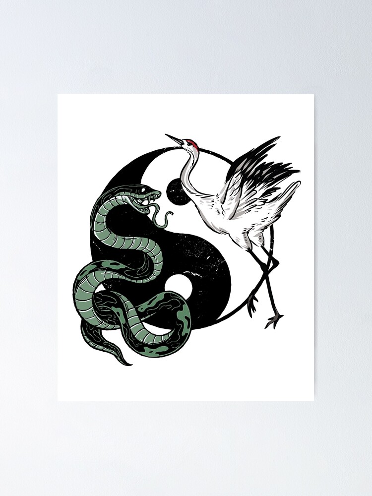 Yin Yang Snakes Cranes Poster by DerSenat