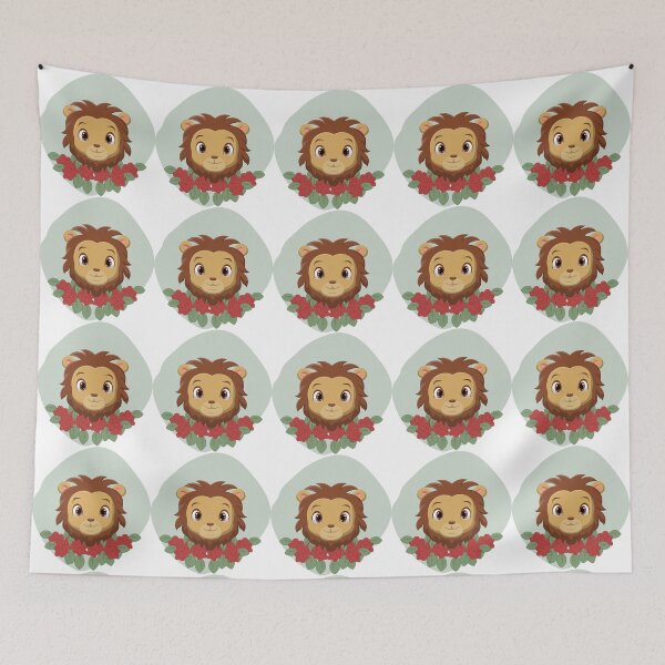 Item preview, Cute Lion head with flowers. designed and sold by Kanchan1987.