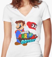 Super Mario Odyssey Women's Fitted V-Neck T-Shirt