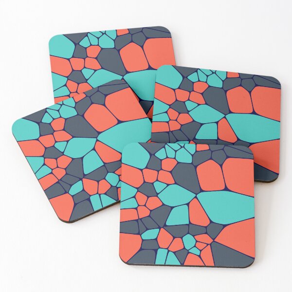 Artikelvorschau, Orange Teal Voronoi-Partitionen - Thiessen Polygon Maps entworfen und verkauft von TeeBeesDesign.