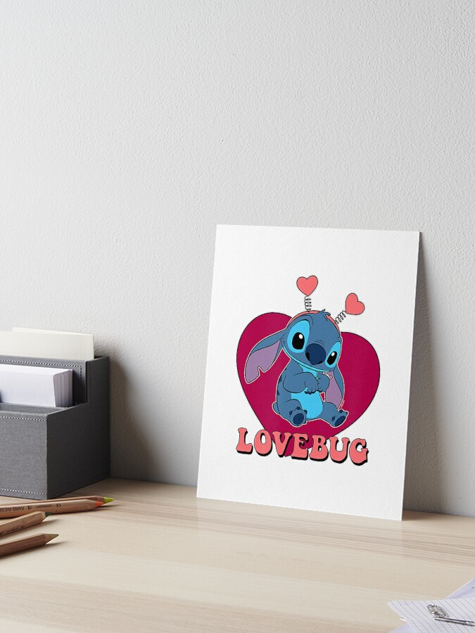 Lovebug Stitch Blue Cartoon Cute Art Board Print for Sale by