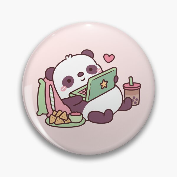 Item preview, Cute Panda Chillin with Anime Chips and Bubble Tea designed and sold by rustydoodle.