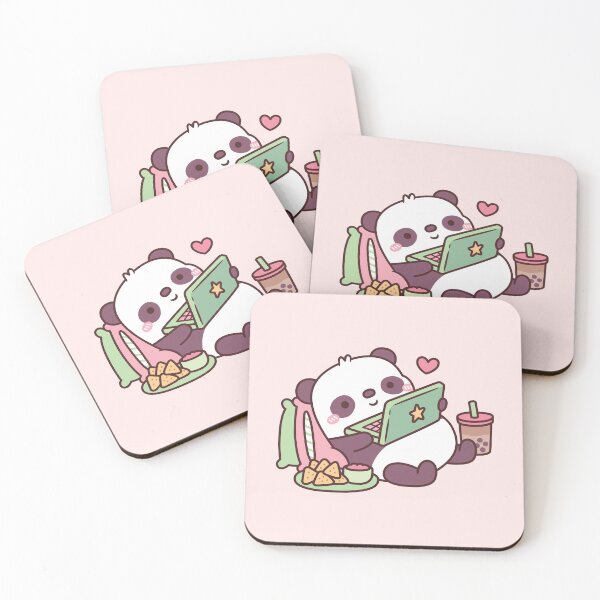 Item preview, Cute Panda Chillin with Anime Chips and Bubble Tea designed and sold by rustydoodle.