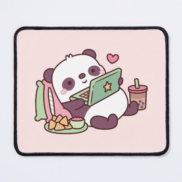 Item preview, Cute Panda Chillin with Anime Chips and Bubble Tea designed and sold by rustydoodle.