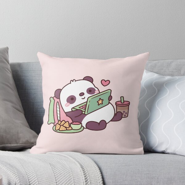 Item preview, Cute Panda Chillin with Anime Chips and Bubble Tea designed and sold by rustydoodle.