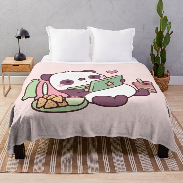 Item preview, Cute Panda Chillin with Anime Chips and Bubble Tea designed and sold by rustydoodle.