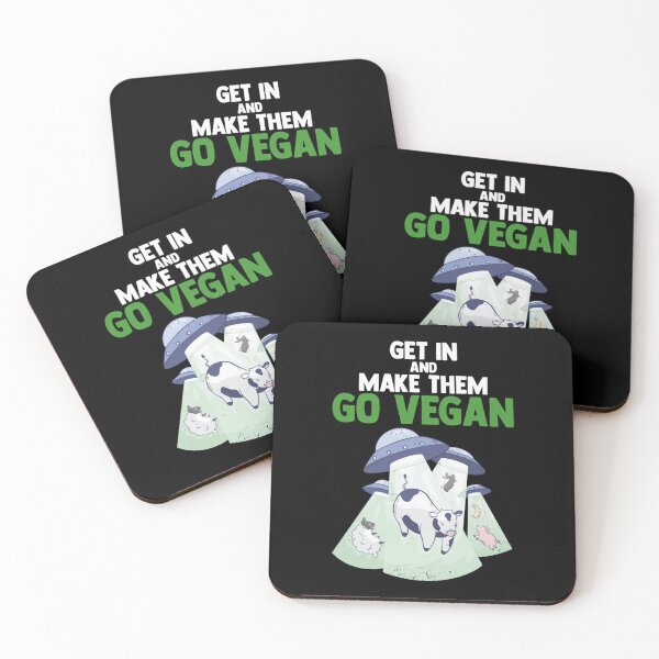 Item preview, Go Vegan  Funny Alien Kidnapping Animals designed and sold by SokolCikalleshi.