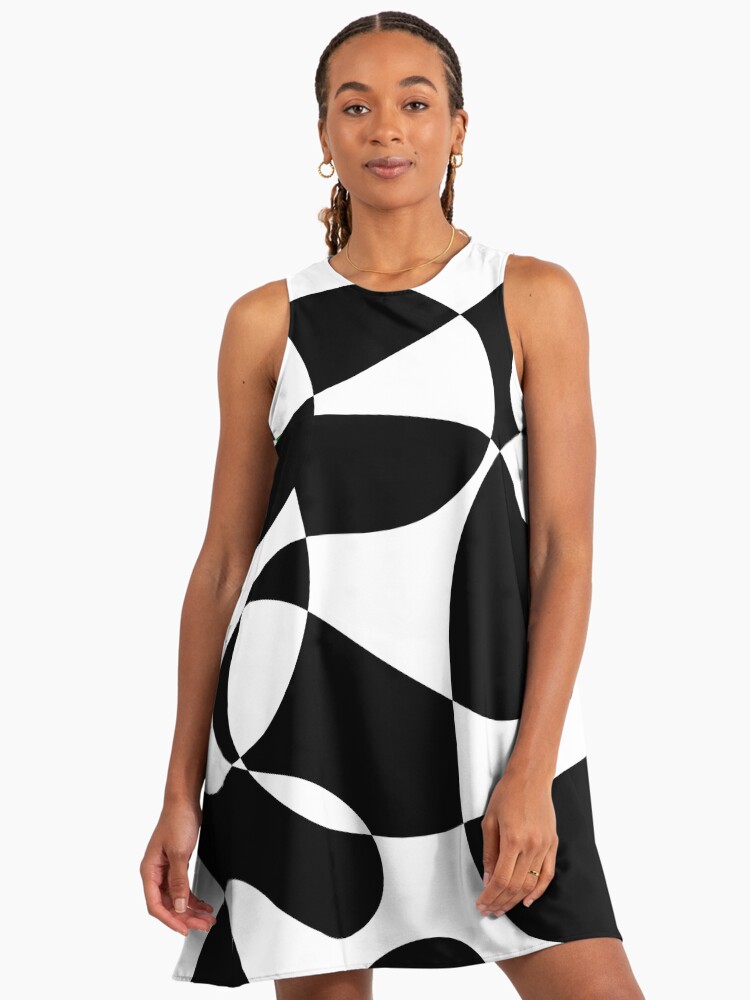 chinese dress ladies Cut Out Dress Xs / Black & White / Block Print / Stripe main image 0