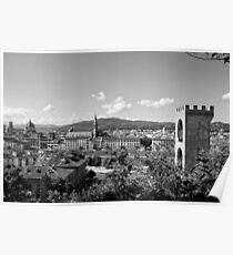black and white Florence landscape Poster