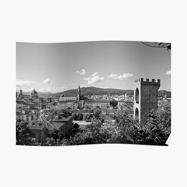 black and white Florence landscape Poster