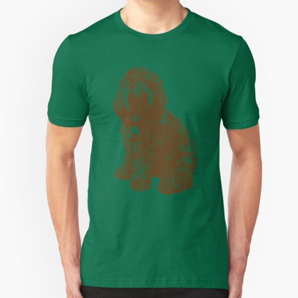 Chocolate Cockapoo Fur Baby (Green) Slim Fit T-Shirt