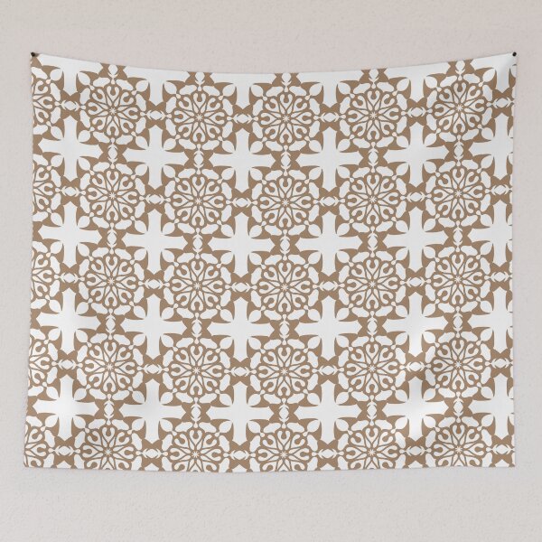 Item preview, Classic geometric folk pattern in neutral white beige sand colors cozy and relaxing designed and sold by Curly-lava.
