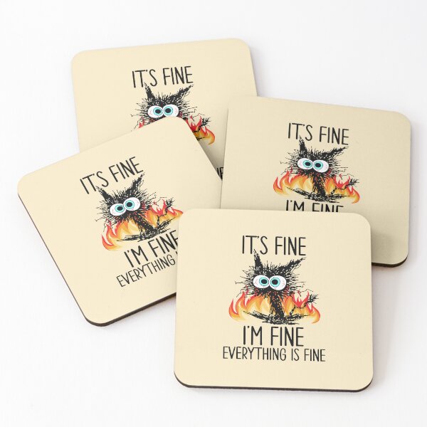 Item preview, Fire It's Fine I'm Fine Everything Is Fine Funny Black Cat designed and sold by Alexdaen11.