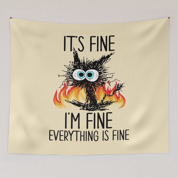Item preview, Fire It's Fine I'm Fine Everything Is Fine Funny Black Cat designed and sold by Alexdaen11.