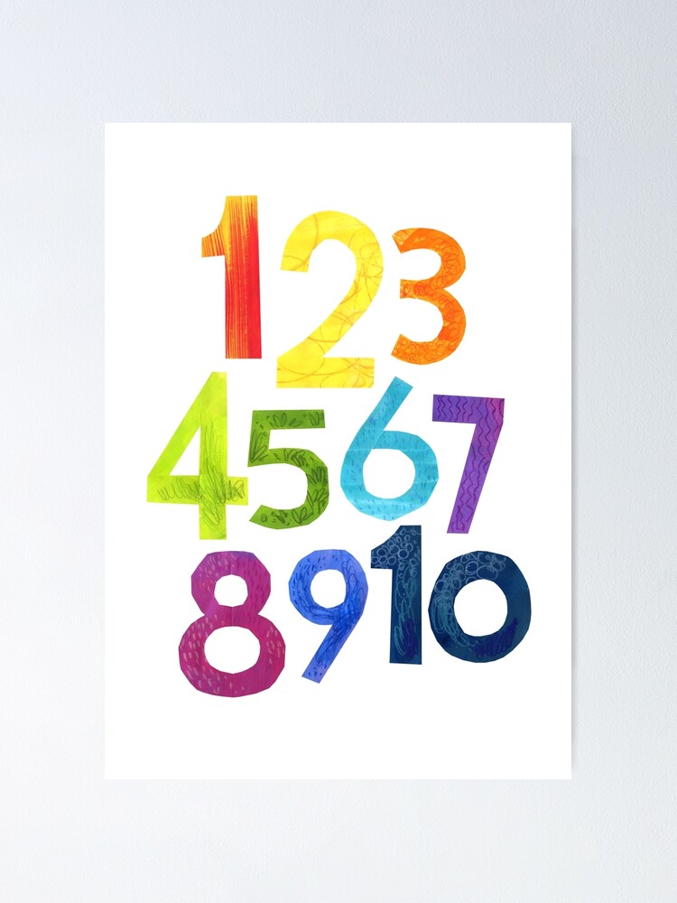 Póster Afiche Infantil Con Números Letras De Colores Para La Habitación De Los Niños De 8036