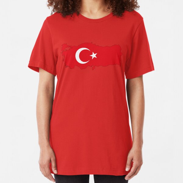 Turkey Country Outline and Flag Slim Fit T-Shirt