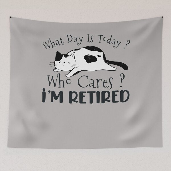 Item preview, Mens Funny Lazy Cat What Day Is Today Who Cares I'm Retired designed and sold by Alibama9x.