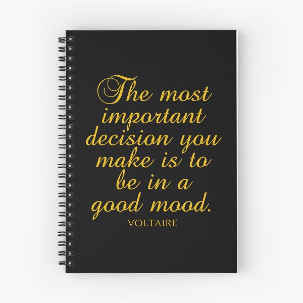 Item preview, Voltaire Quote - The Most Important Decision You Make Is To Be In A Good Mood - Gold designed and sold by PhiloJourney.