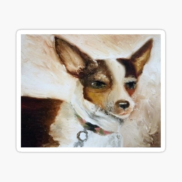 Chihuahuah Rat Terrier Dog Oil Painted Finger Painted Sticker